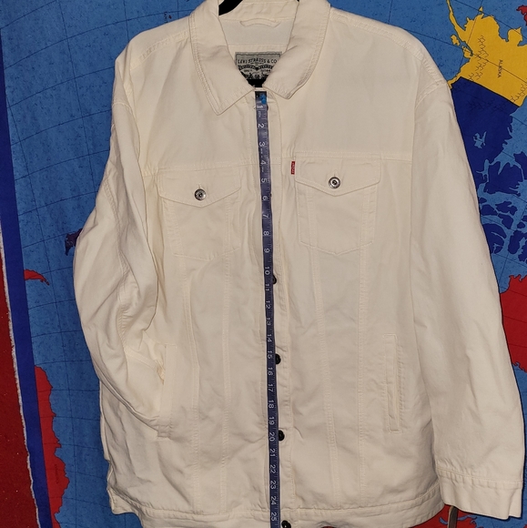 LEVI'S Men's White/Ivory Denim Trucker Button/Zip Jacket NWT - Picture 2 of 15